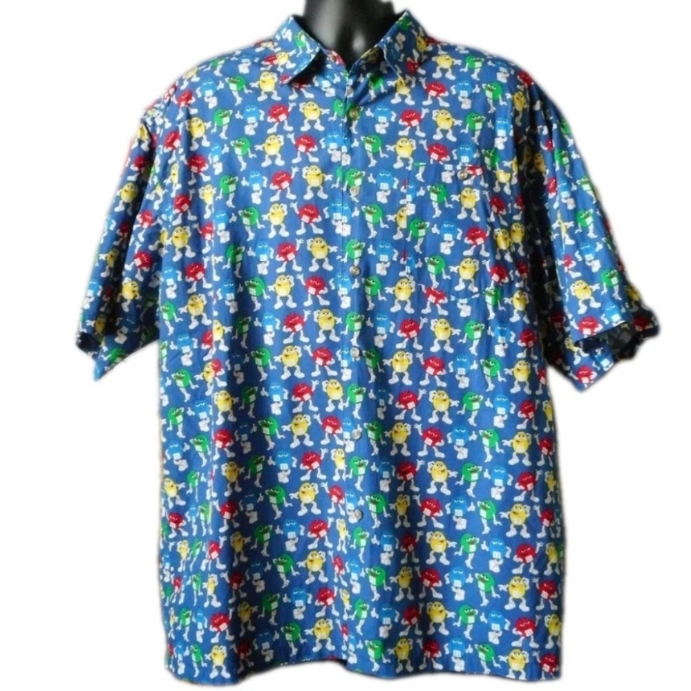 1990'S M&M'S CANDY PRINT SHIRT Mens Medium Vintage Retro Official Cotton